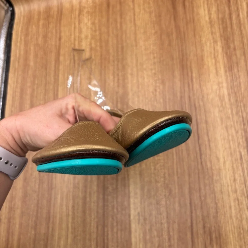 Tieks Ballet Flats Metallic‎ Gold Women Size 6 Metallic Leather Foldable Shoes
